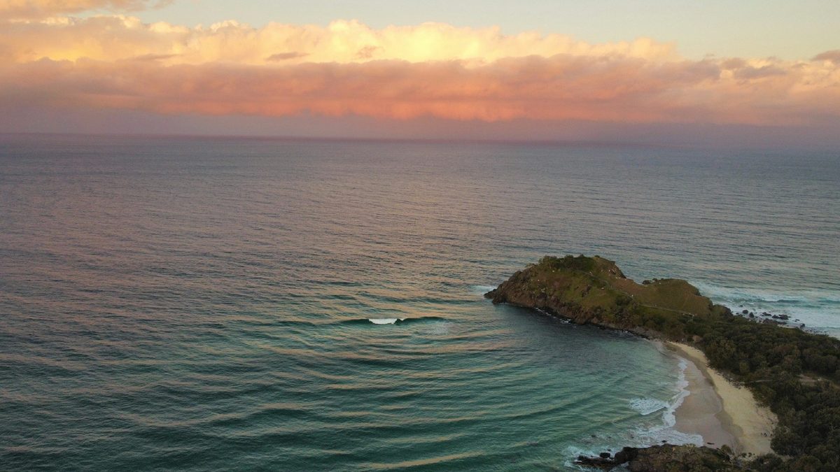 The headland at Cabarita Beach at sunset