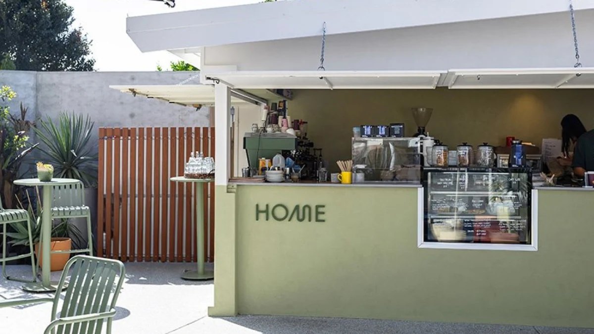 The sage-green counter at Home Currumbin