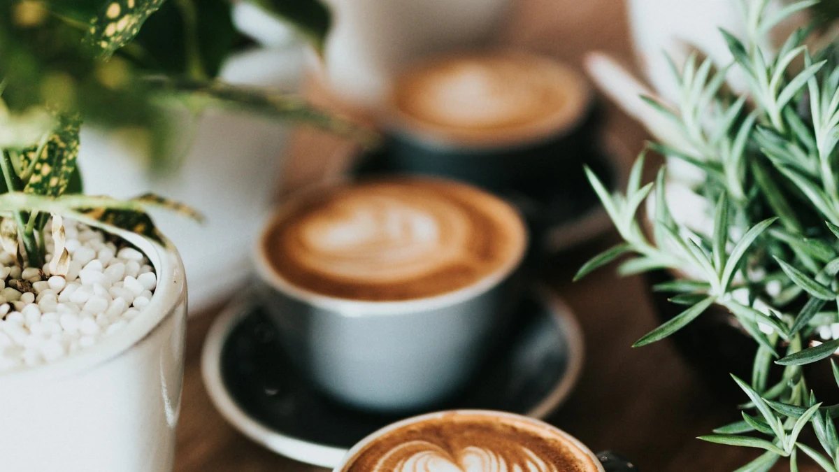 A latte on a cafe table