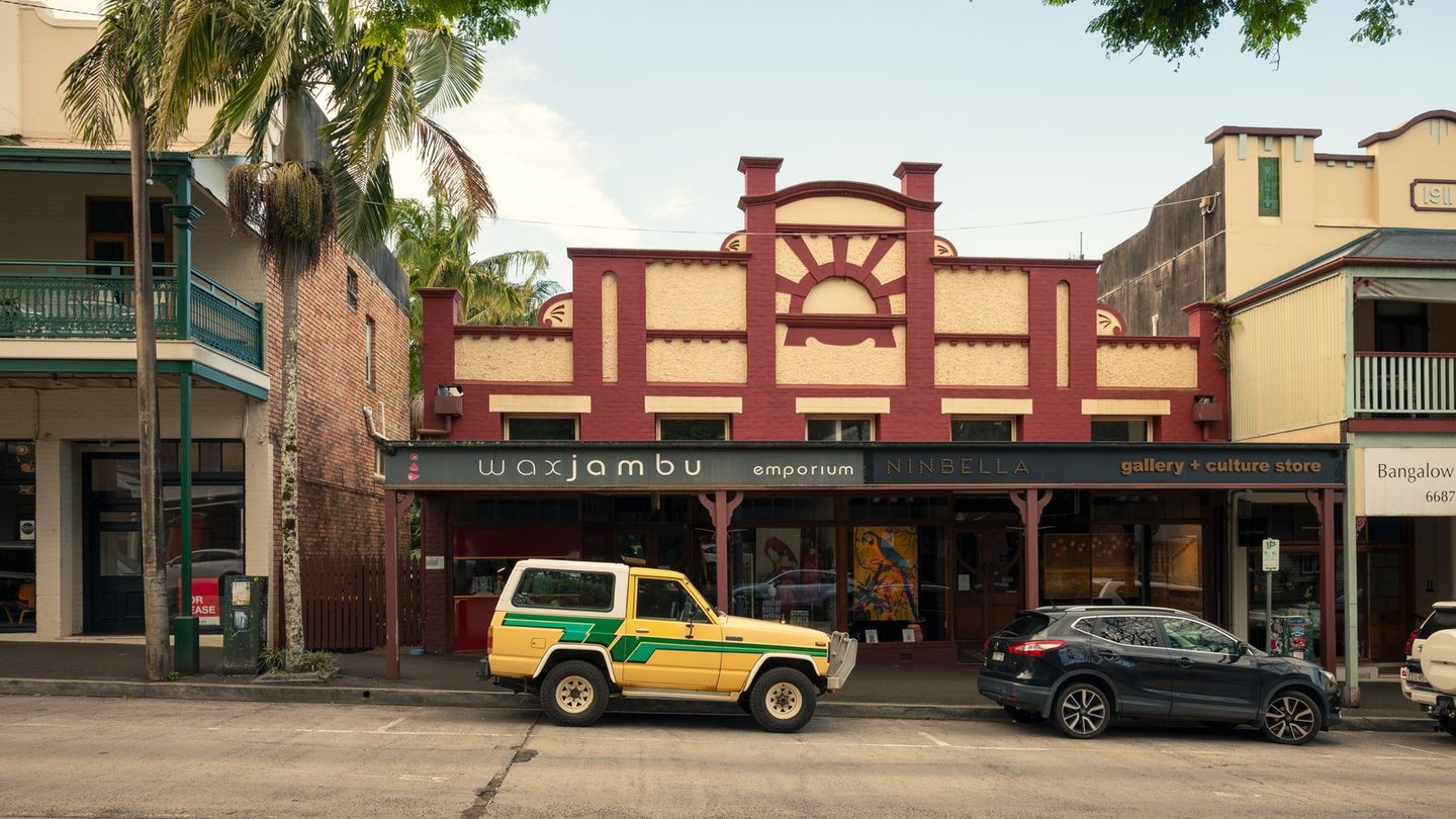 Heritage shopfronts on Bangalow's main street