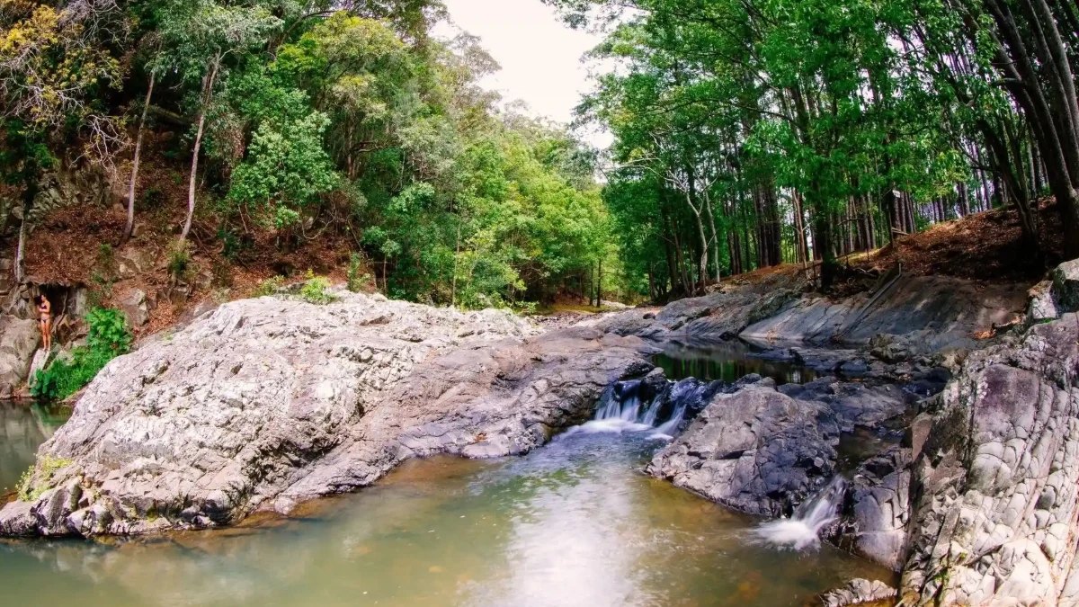 Water running over the rocks at Currumbin Rock Pools