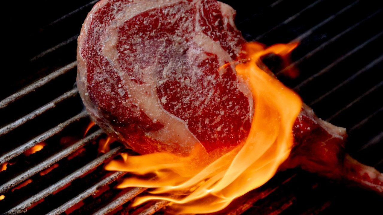 A tomahawk steak over the flames at The Glenelg Public House