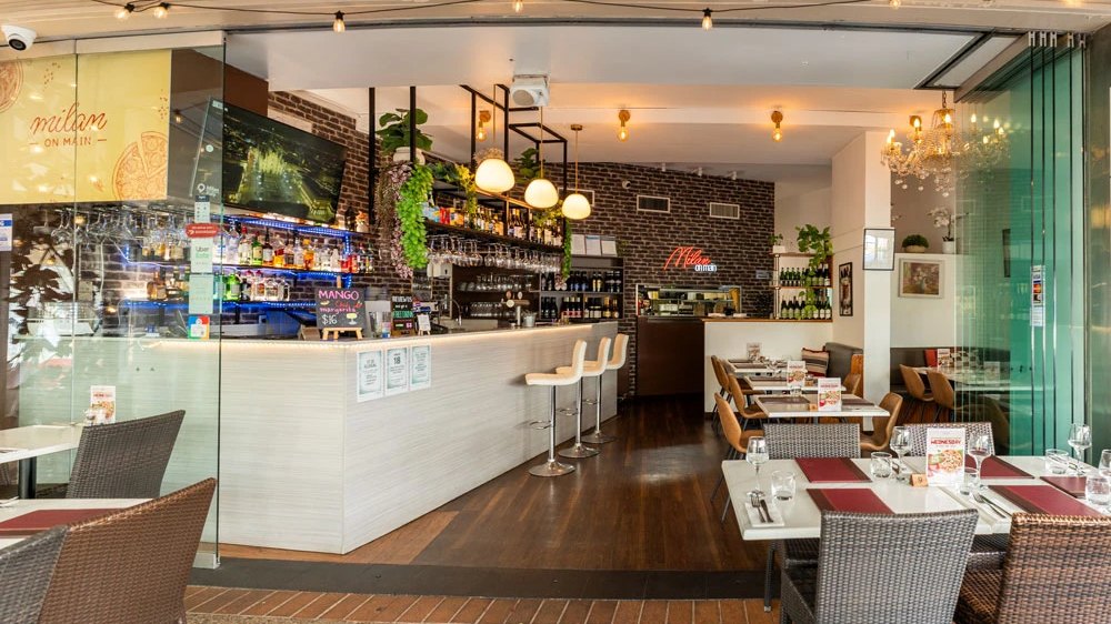 Milan on Main's dining room and bar
