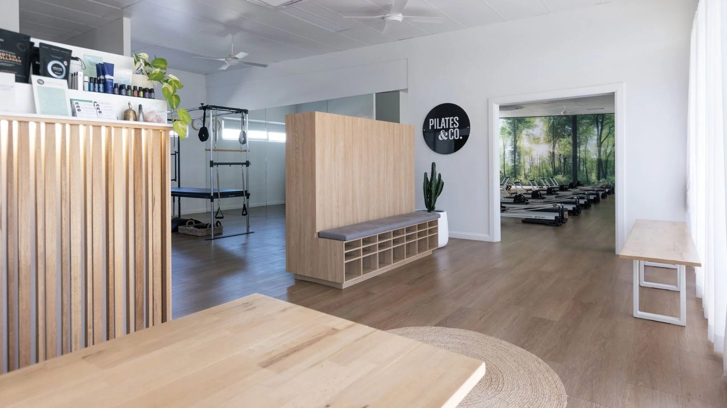 The bright reformer studio at Pilates & Co. Bundall